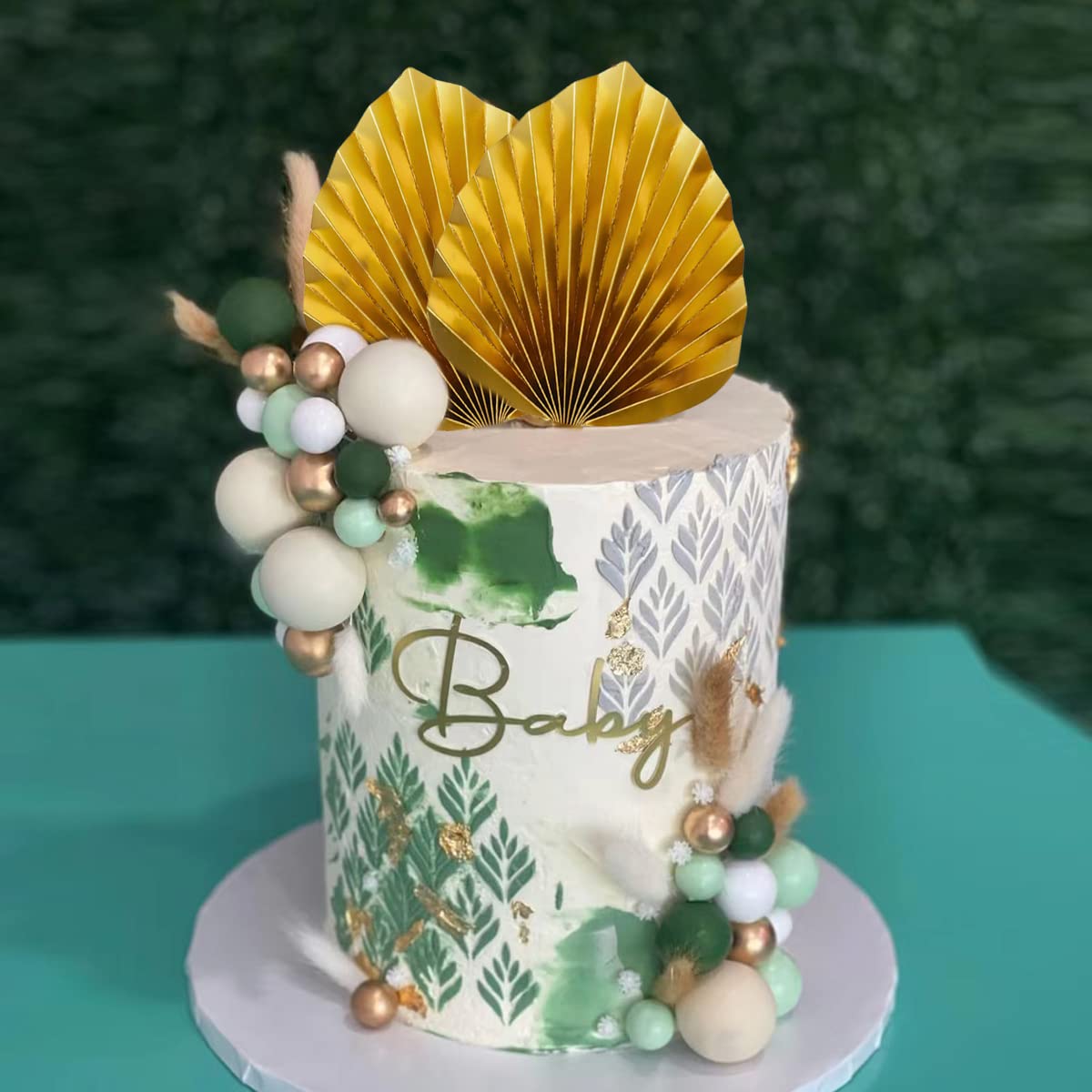 Silver Paper Palm Leaf Cake Topper (Pack of 2pcs)