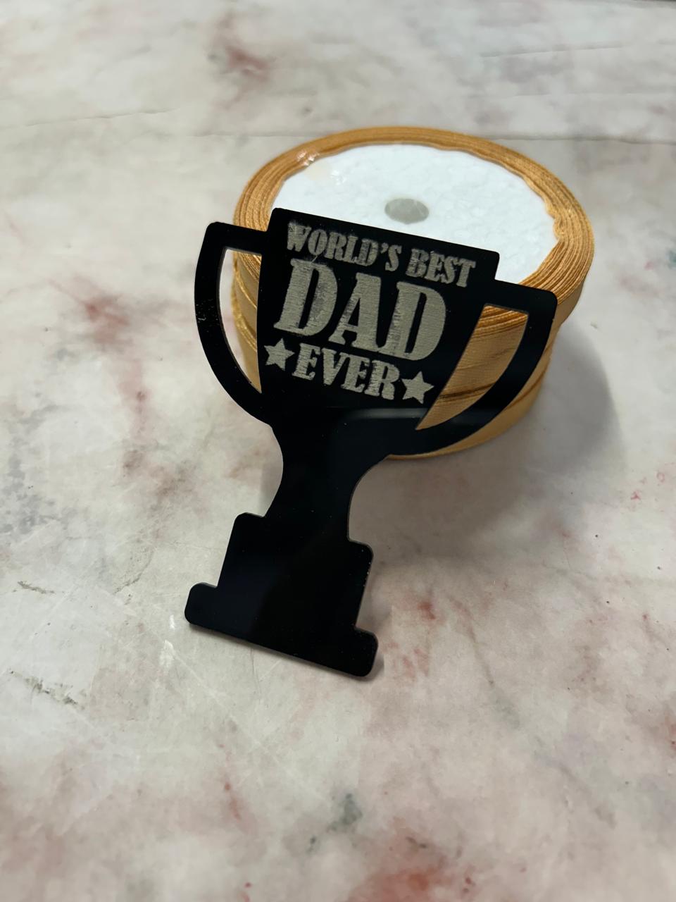Happy Fathers Day Worlds Best Dad Ever Cutout Topper 14 (Pack of 5pcs)