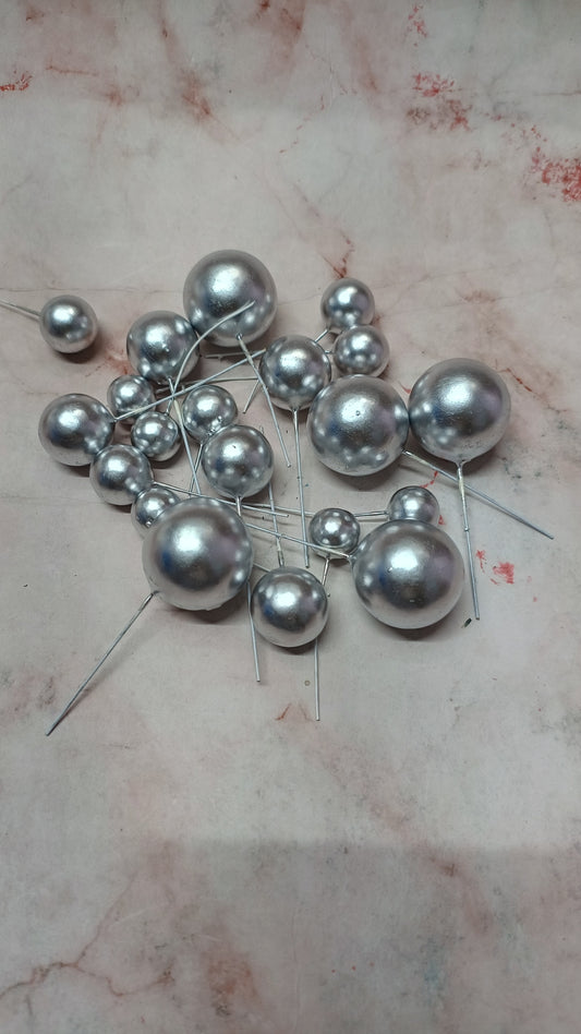 Silver Faux Ball ( 20 Pieces )