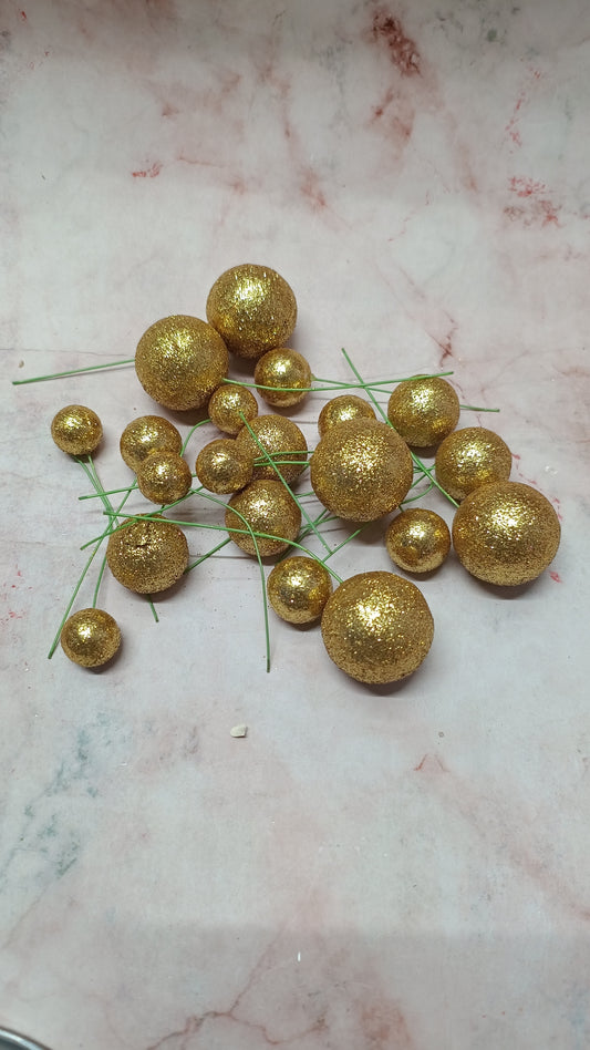 Gold Glitter Faux Ball ( 20 Pieces )