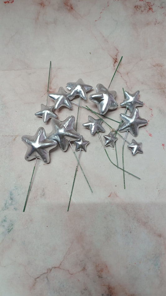 Silver Faux star ( 12 Pieces )