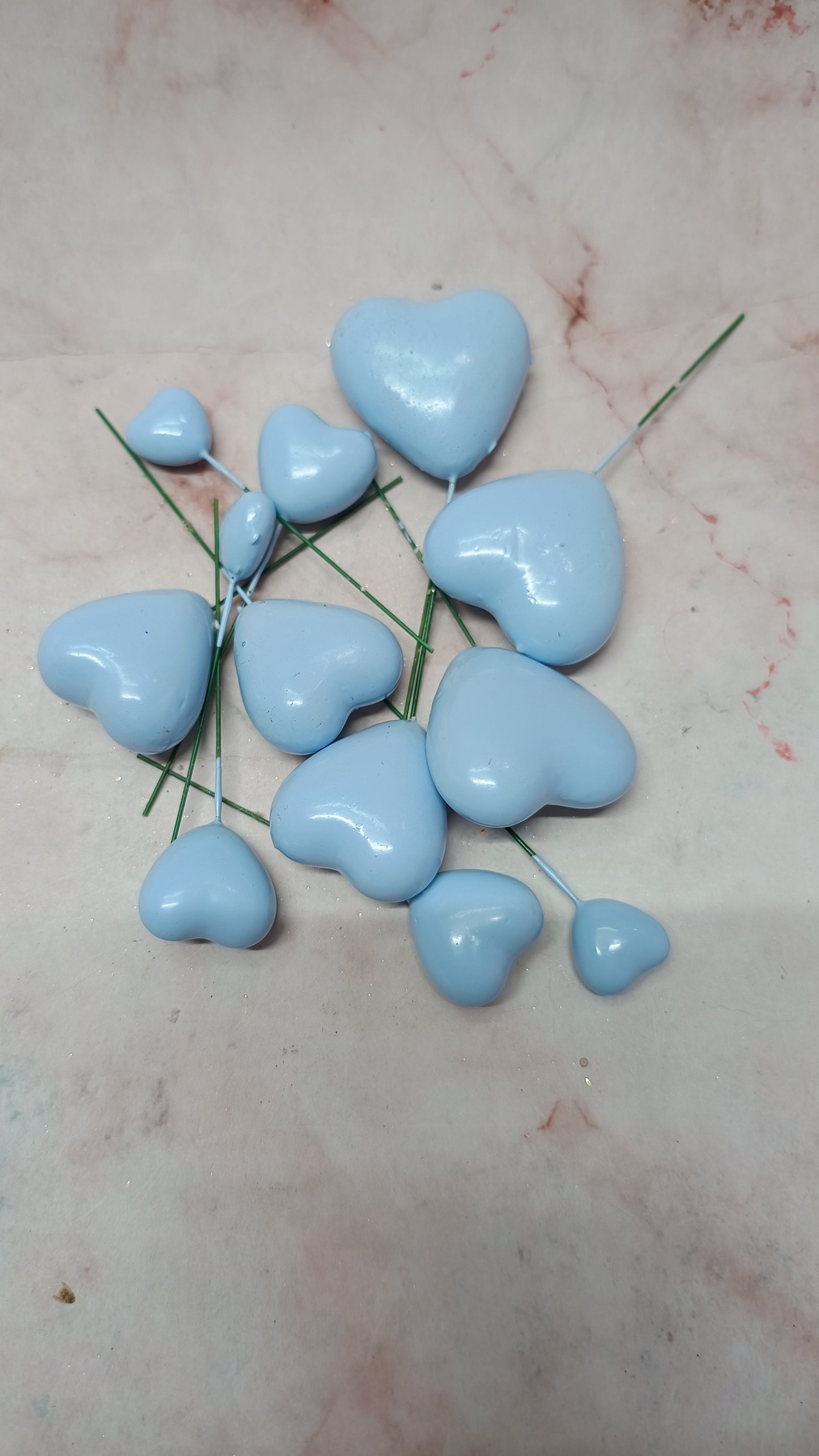 Blue Faux Heart ( 12 Pieces )