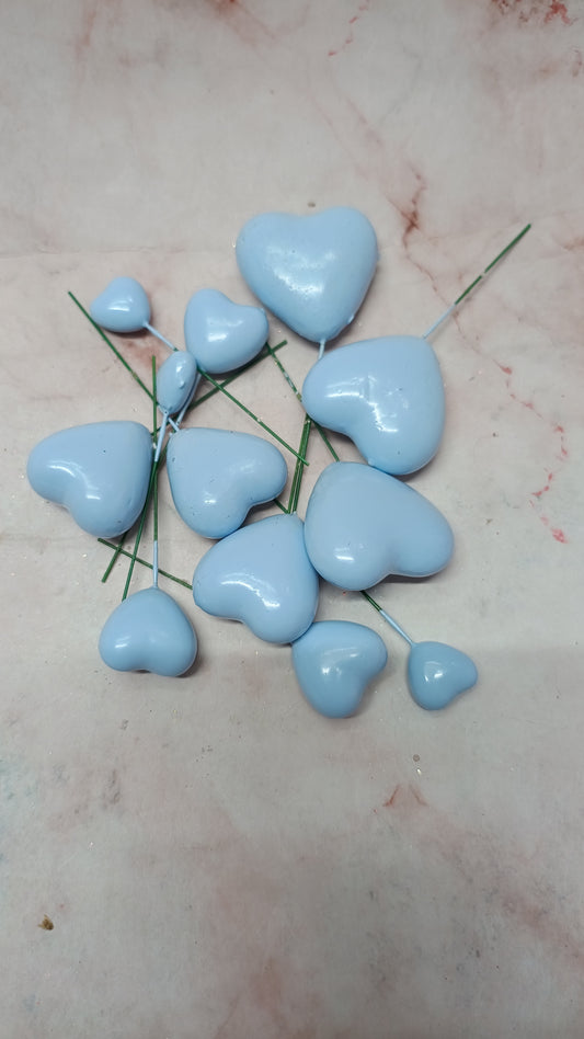 Blue Faux Heart ( 12 Pieces )