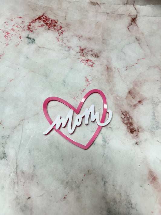 Happy Mothers Day Mom Pink and White Cutout Topper