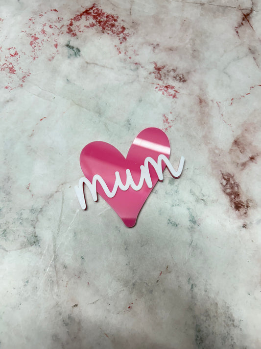 Happy Mothers Day Mum Pink and White Cutout Topper