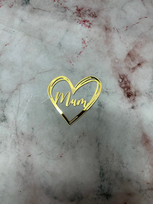 Happy Mothers Day Mum Heart Cutout Topper 13 (Pack of 5pcs)