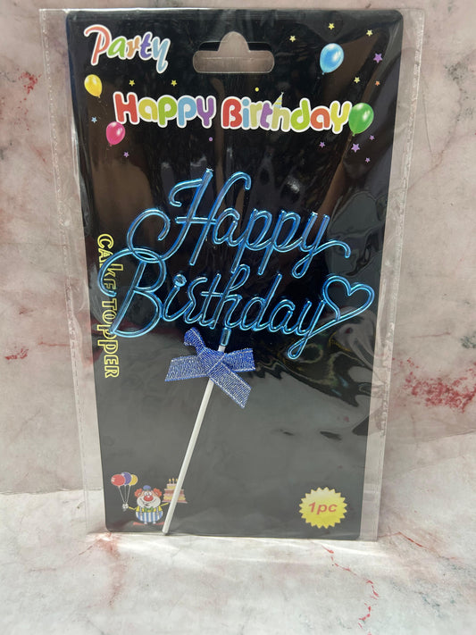 Blue Happy Birthday Balloon Foil Cake Topper