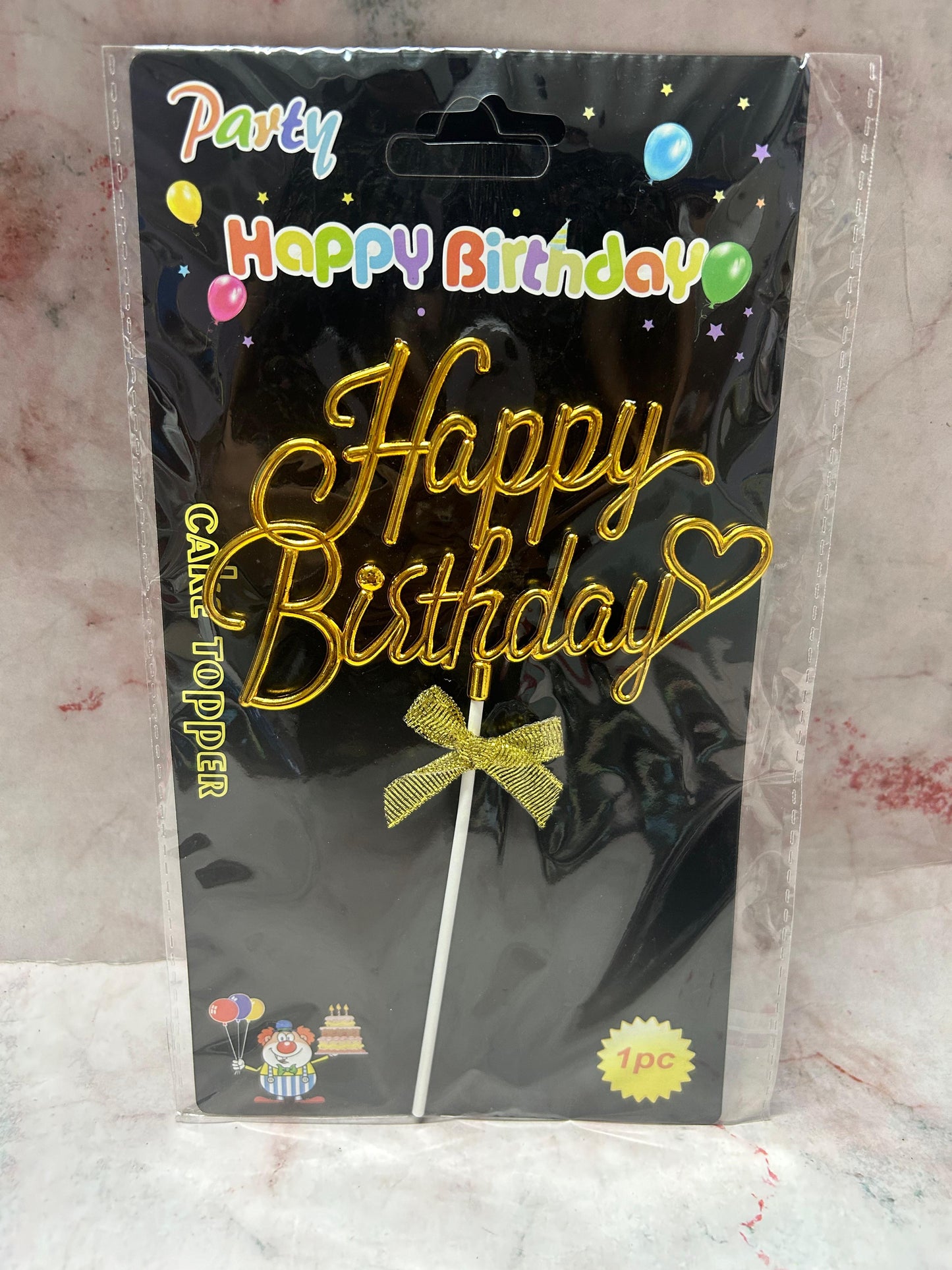 Gold Happy Birthday Balloon Foil Cake Topper