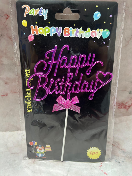 Pink Happy Birthday Balloon Foil Cake Topper