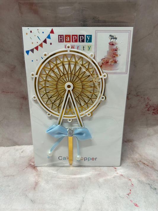 Round Ferris Wheel Cake Topper blue