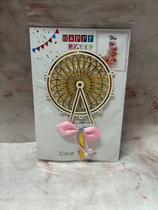 Round Ferris Wheel Cake Topper Pink