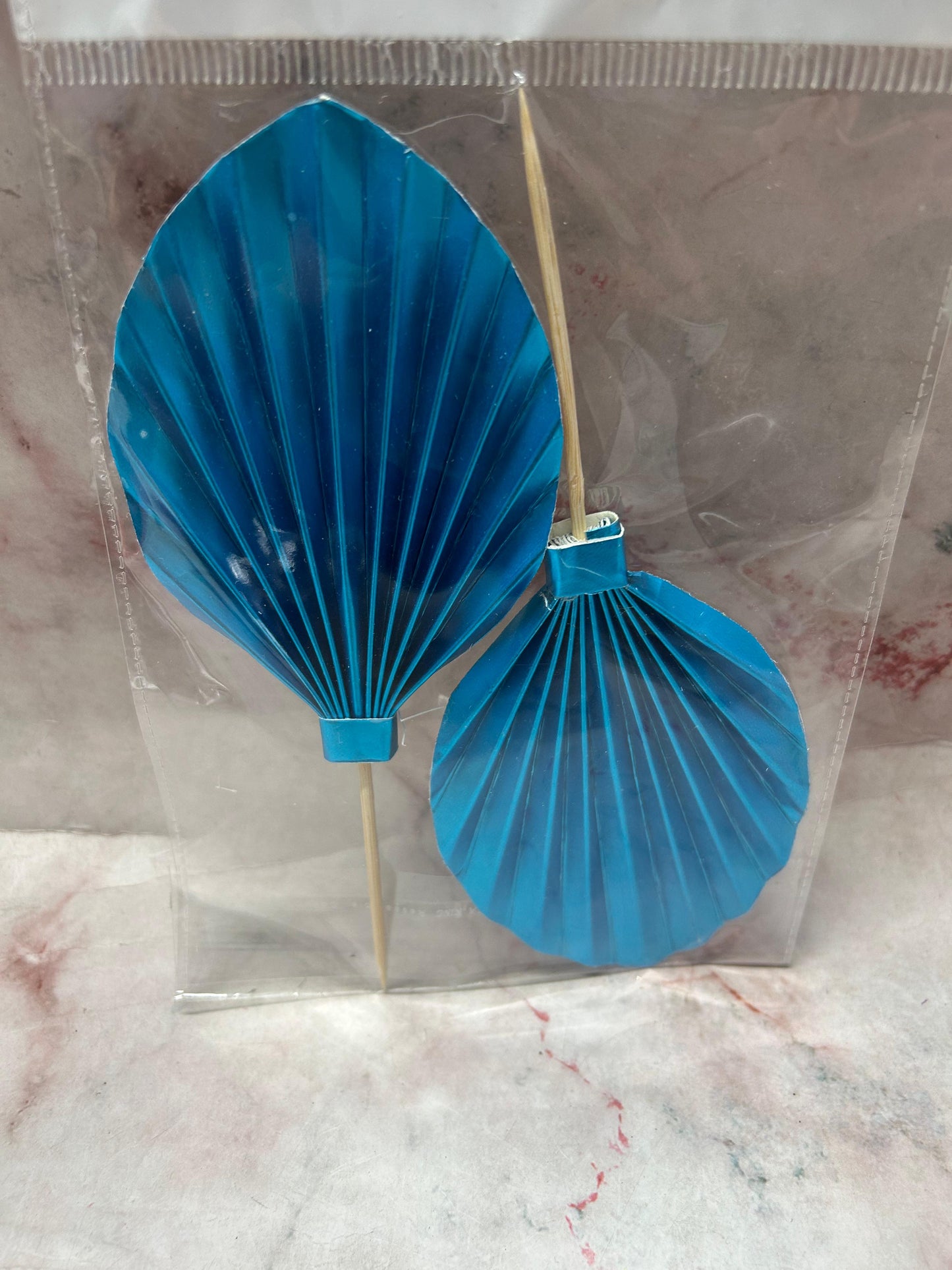 Blue Paper Palm Leaf Cake Topper (Pack of 2pcs)