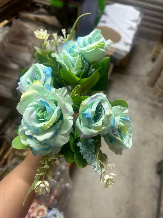 Blue and Green Rose Bunch