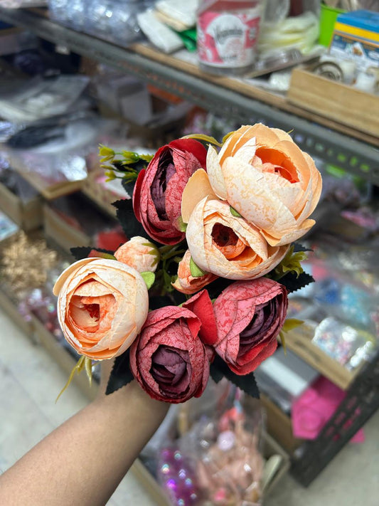 Orange and Red Peony Flower Bunch