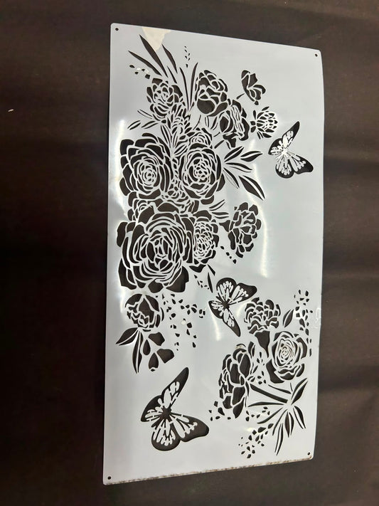 Floral Roses and Butterfly Stencil 44