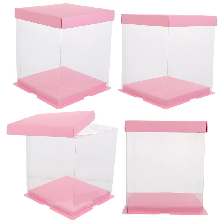 Transparent Cake Box - Pink 8inch