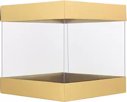 Transparent Cake Box - Golden 10inch